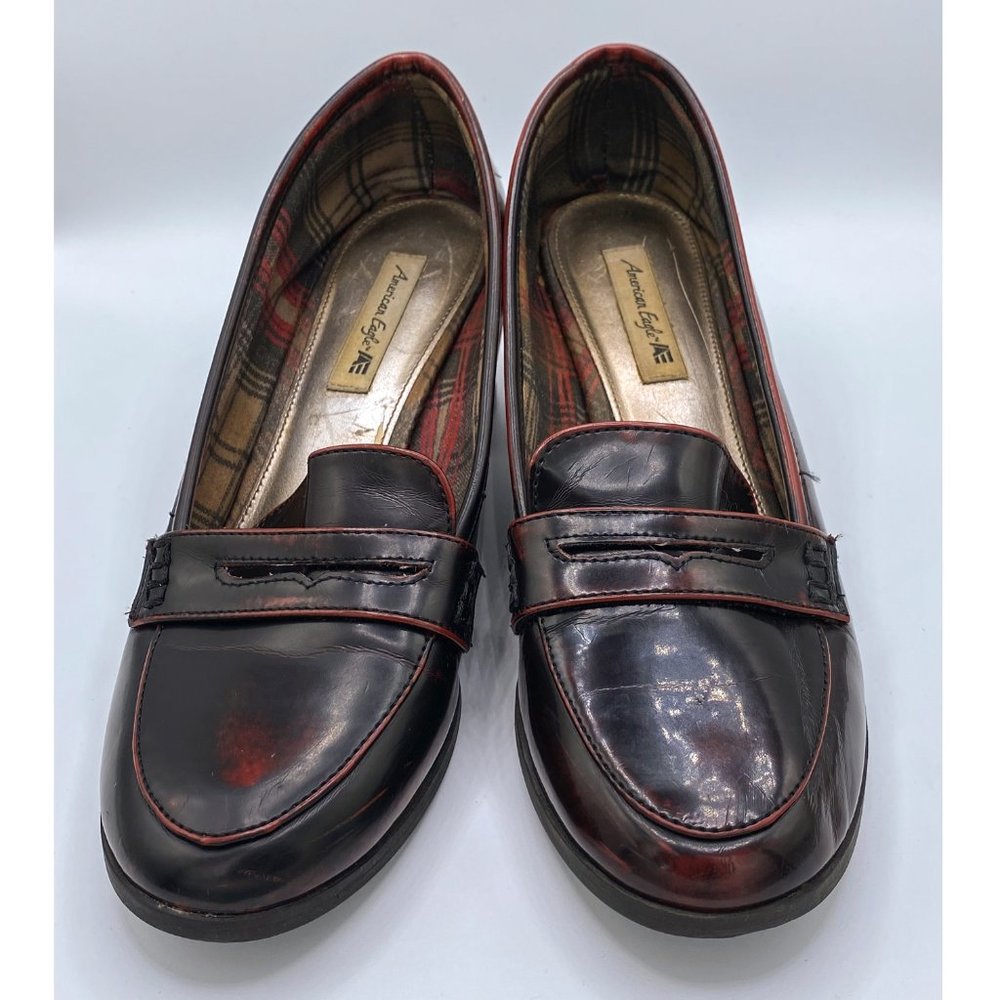 American Eagle Heeled Loafers Black/Red Size 7.5